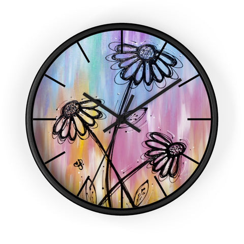 Three Flower Multi Color Wall clock