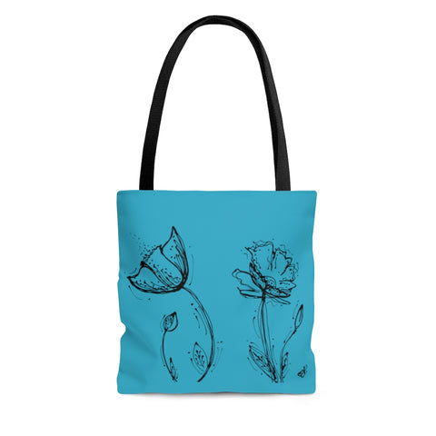 Blue Poppy Silhouette Tote