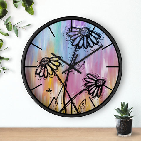 Three Flower Multi Color Wall clock