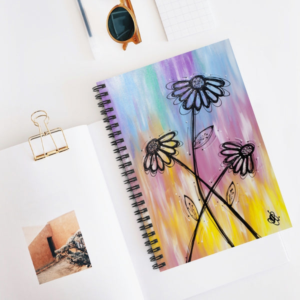 Bright Flowers - Spiral Notebook - Ruled Line