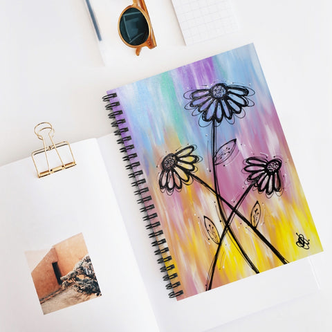 Bright Flowers - Spiral Notebook - Ruled Line