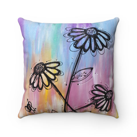Bright Spring Flowers Spun Polyester Square Pillow 4 sizes
