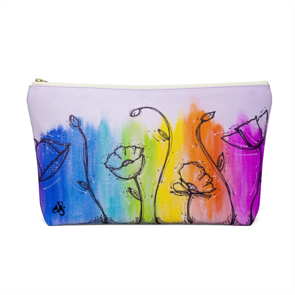 Rainbow Poppy  - Accessory Pouch w T-bottom