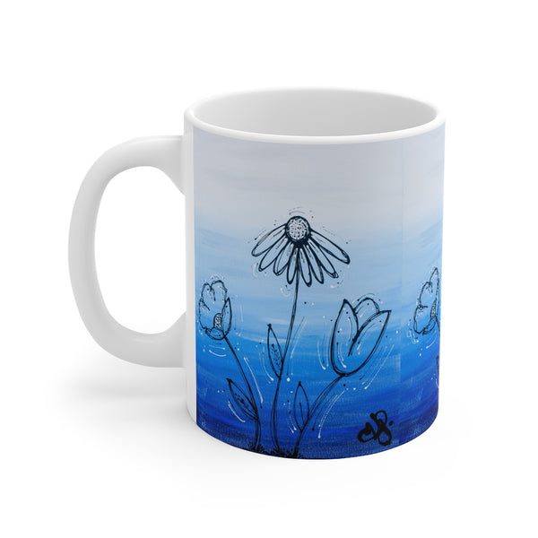 Blue with Flowers - Mug 11oz