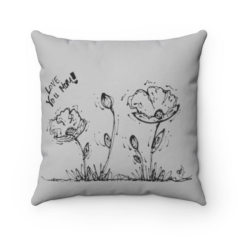 Grey Love You Mom! Spun Polyester Square Pillow Case 3 sizes