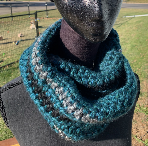 Teal, Grey, Black Infinity Scarf