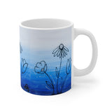 Blue with Flowers - Mug 11oz
