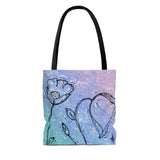 Two Flower Silhouette Cool Colors - Tote Bag