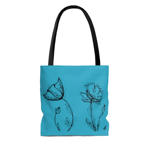 Blue Poppy Silhouette Tote