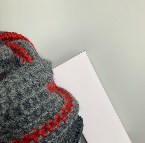 Grey with Red Infinity Scarf