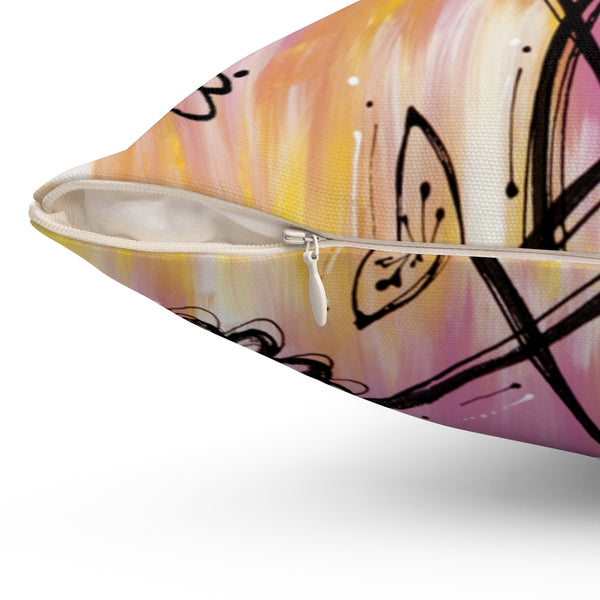 Bright Spring Flowers Spun Polyester Square Pillow 4 sizes