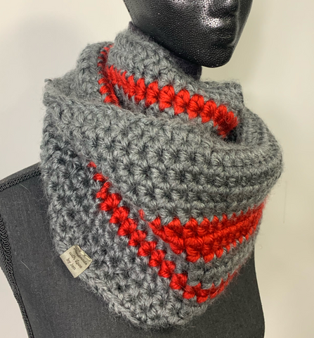 Grey with Red Infinity Scarf