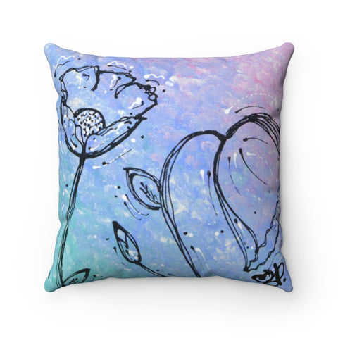 Flower Silhouette Spun Polyester Square Pillow two sizes