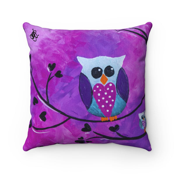 Grandma's Owls - Spun Polyester Square Pillow 14x14 or 16x16