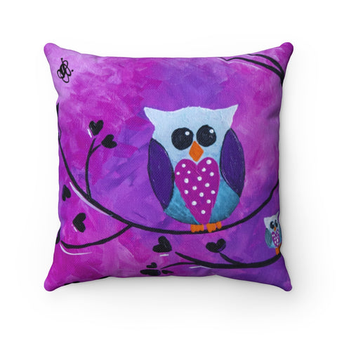 Grandma's Owls - Spun Polyester Square Pillow 14x14 or 16x16