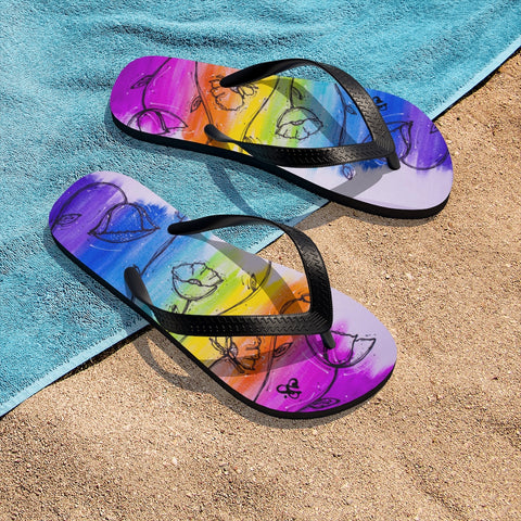 Rainbow Poppy Unisex Flip-Flops