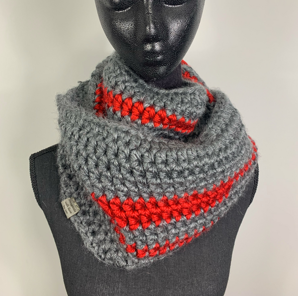 Grey with Red Infinity Scarf