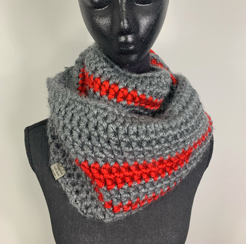 Grey with Red Infinity Scarf