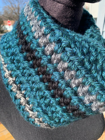 Teal, Grey, Black Infinity Scarf