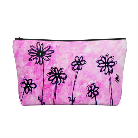 Pink Daisies - S/L Accessory Pouch w T-bottom