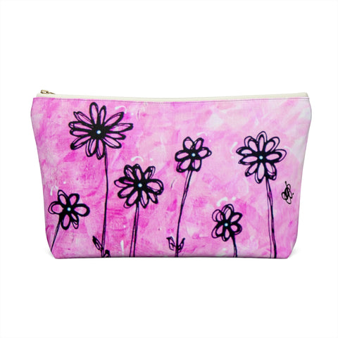 Pink Daisies - S/L Accessory Pouch w T-bottom