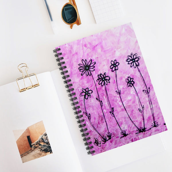 Pink Daisies - Spiral Notebook - Ruled Line