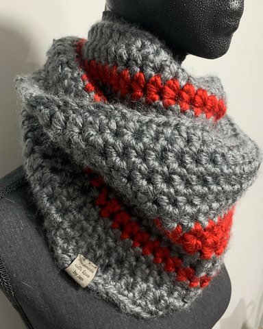 Grey with Red Infinity Scarf