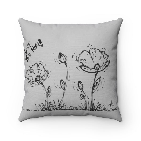 Grey Love You Mom! Spun Polyester Square Pillow Case 3 sizes