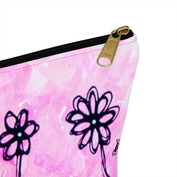 Pink Daisies - S/L Accessory Pouch w T-bottom